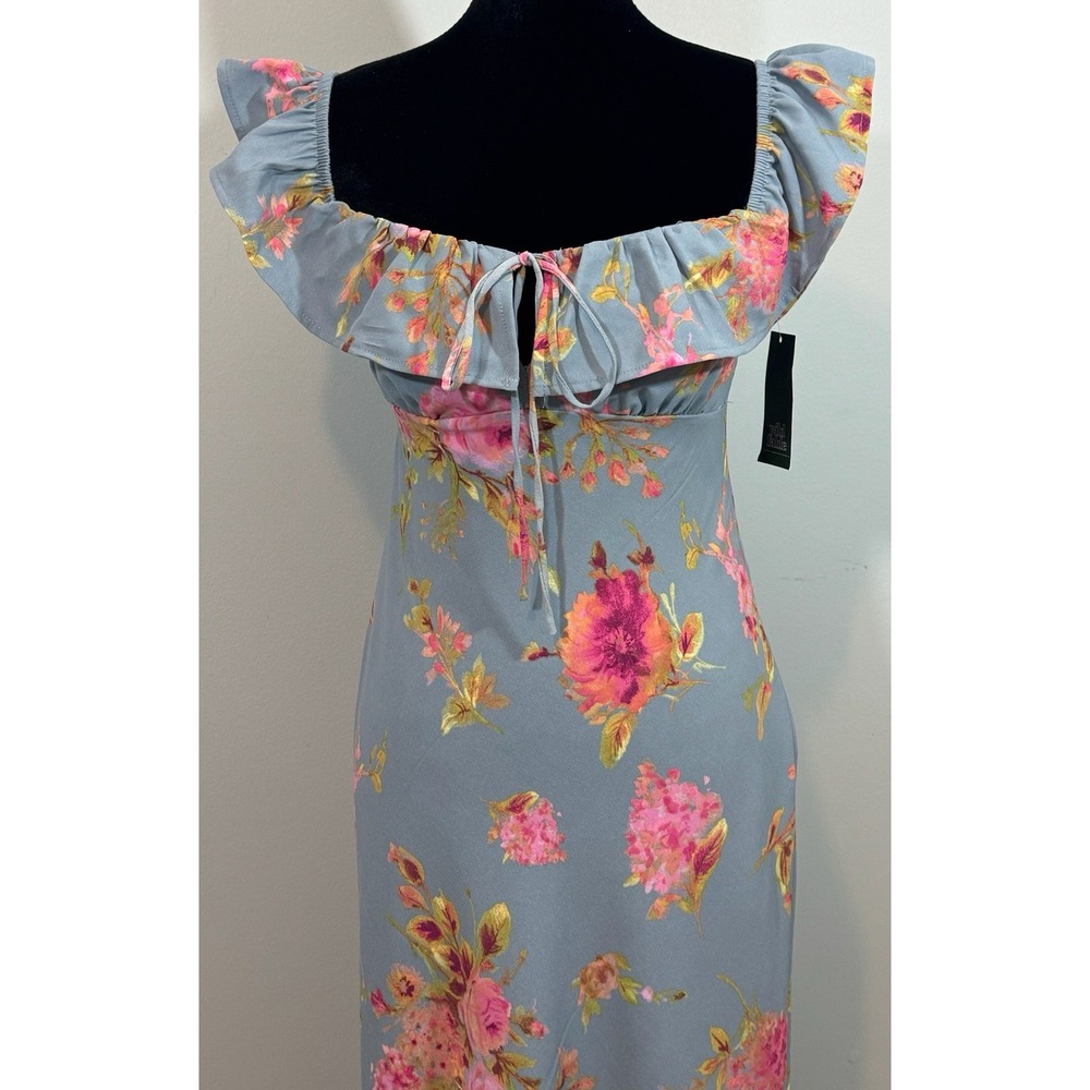 NWT Wild Fable Blue Floral Maxi Dress with Pink Blooms Size S